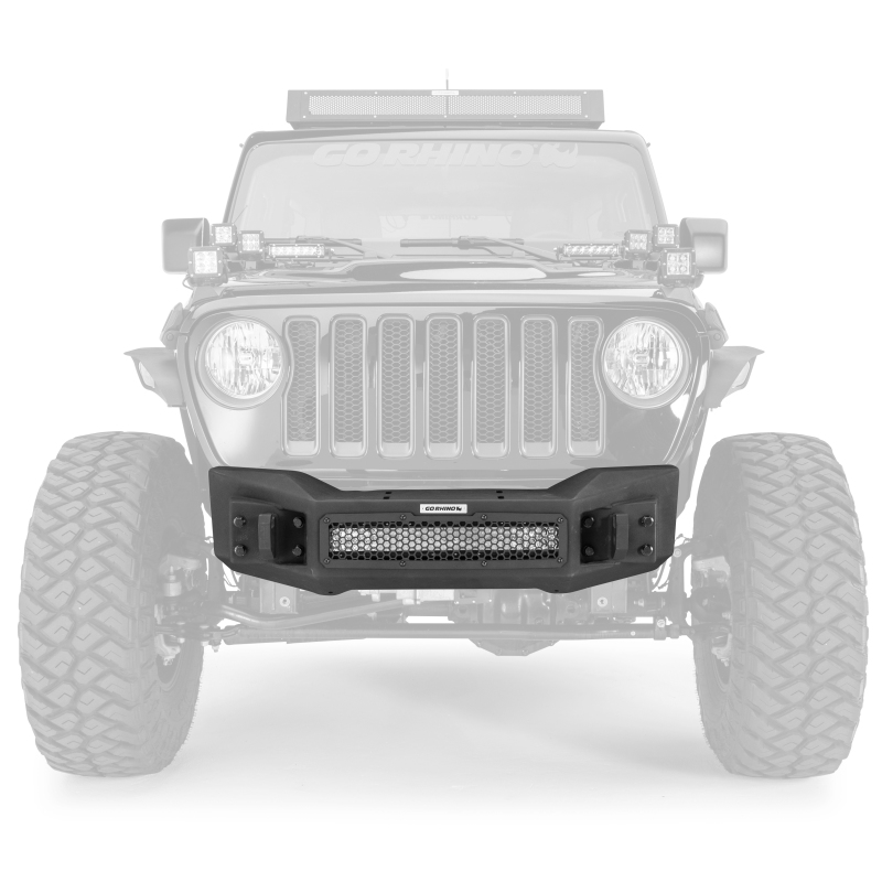 Jeep Wrangler Bumper - Front - Go Rhino - Rockline Winch Ready Stubby - Textured Black - `07-`20